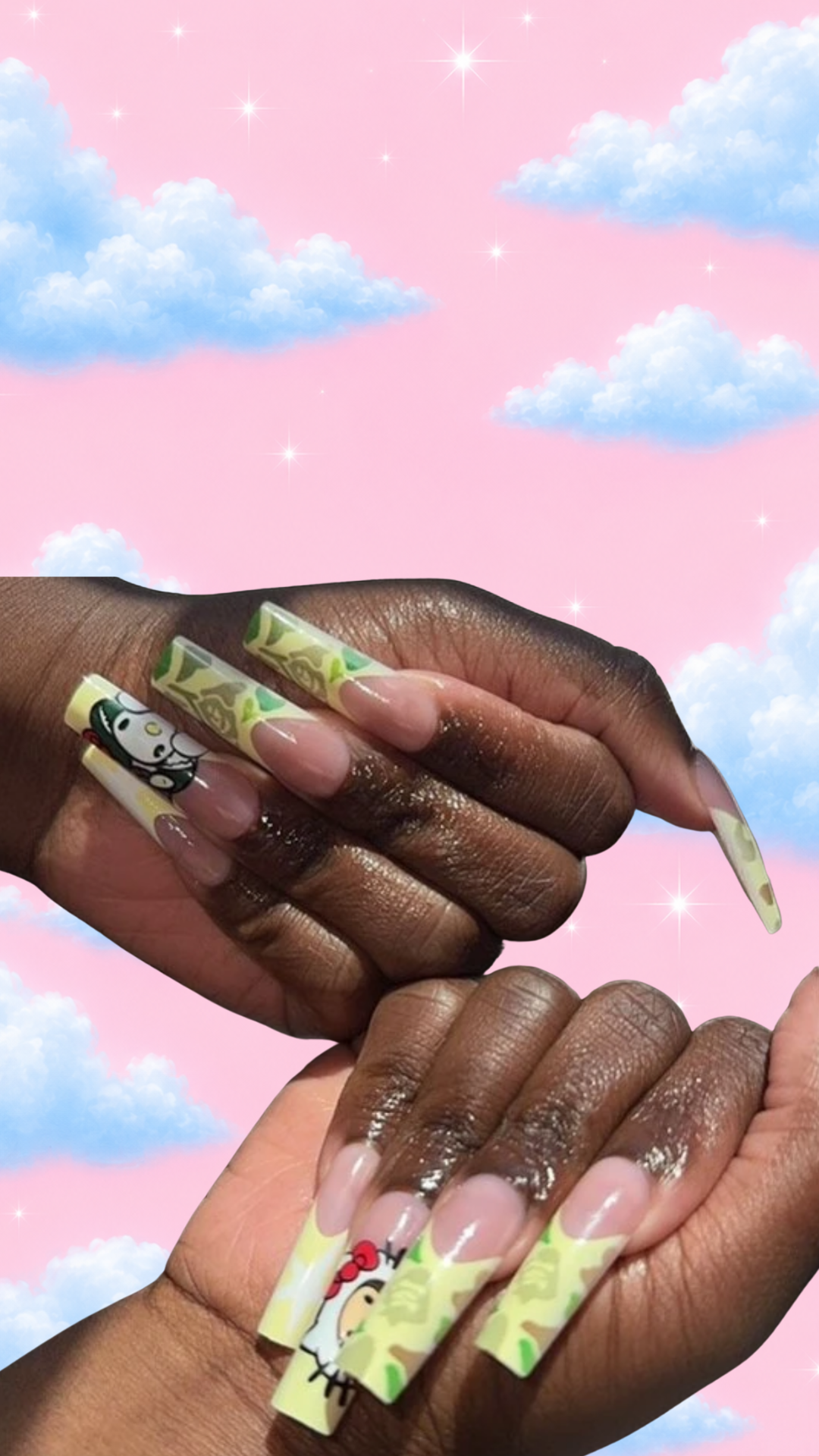 MissChaos green Kitty nails